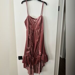 NWT Size L SHEIN Pink Suede Ruched Dress